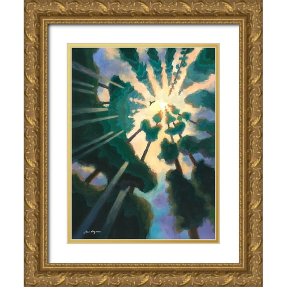Wang, John 19x24 Gold Ornate Wood Framed with Double Matting Museum Art Print Titled - Fantasia of Summer