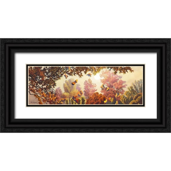Wang, John 32x13 Black Ornate Wood Framed with Double Matting Museum Art Print Titled - Fall Melody