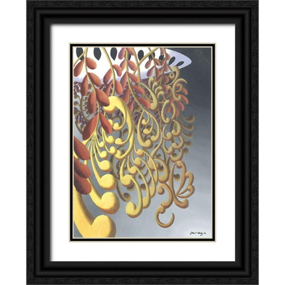 Wang, John Z. 14x18 Black Ornate Wood Framed with Double Matting Museum Art Print Titled - Dream Flowers IV