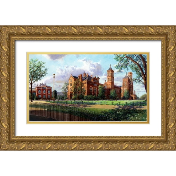 Wang, John Z. 18x12 Gold Ornate Wood Framed with Double Matting Museum Art Print Titled - Washington Chronicle Smithsonian at the Mall