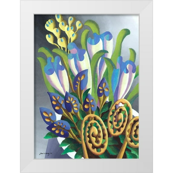Wang, John Z. 19x24 White Modern Wood Framed Museum Art Print Titled - Dream Flowers V