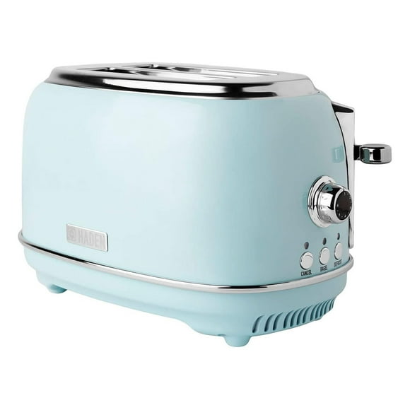 Wang Lin Jun 75027 2 Slice Wide Slot Stainless Steel Bread and Bagel Toaster with Removable Crumb Tray and Variable Control, Turquoise