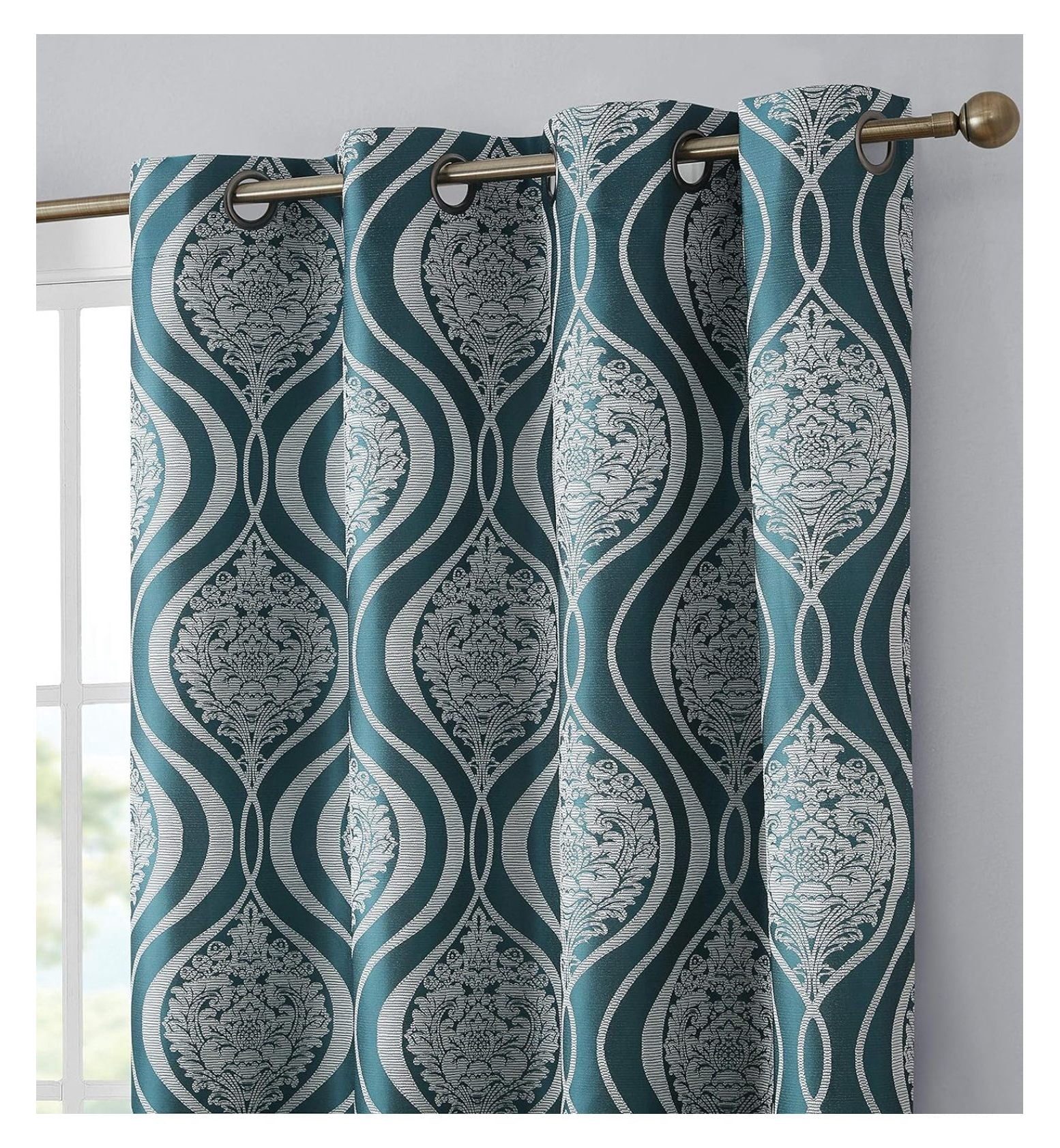 HLC.ME Montero Damask Blackout Curtains - Thermal Insulated, Taupe Brown, 52"x84" Panels (Pack Of 2)