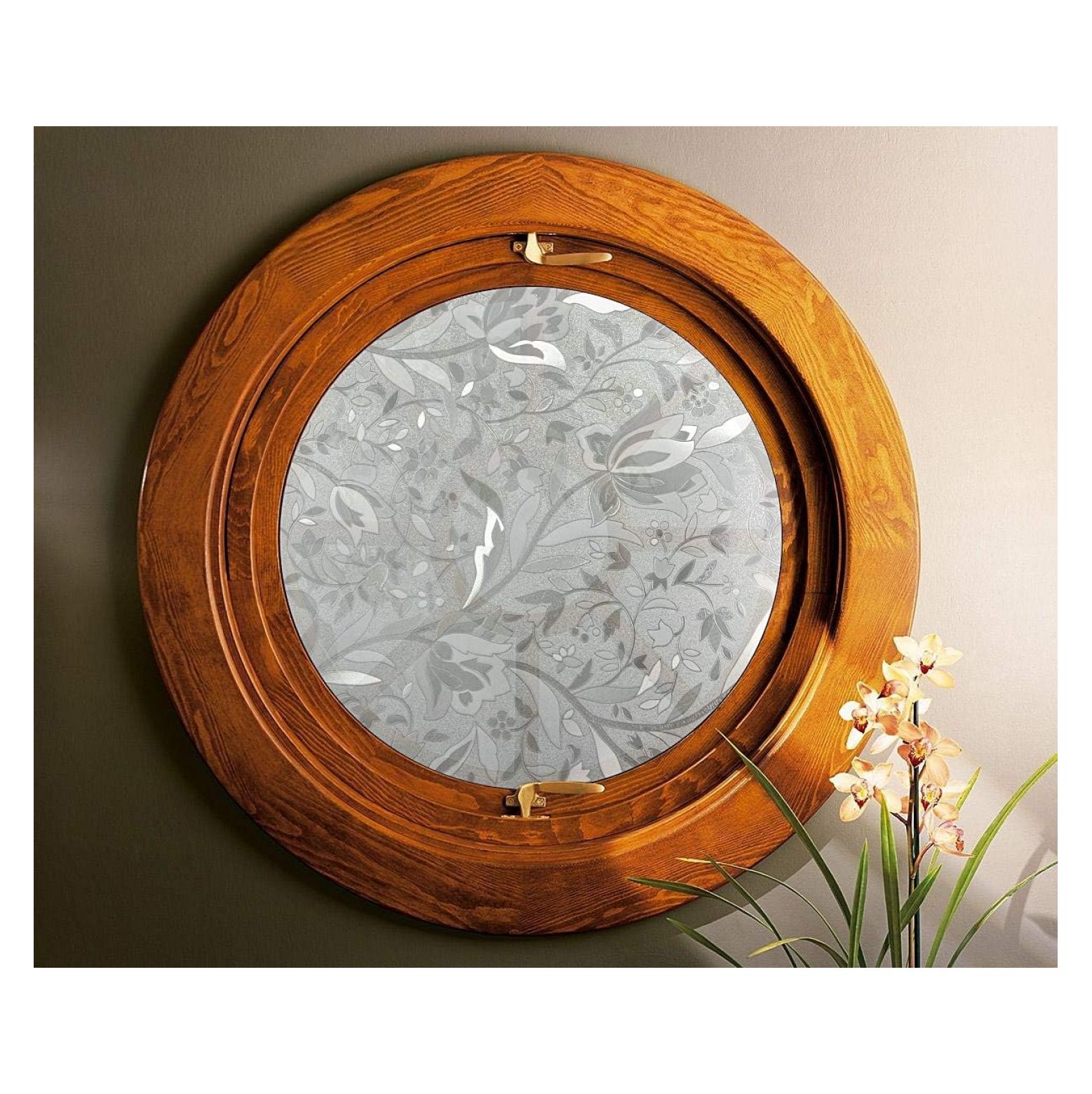 Wang Lin Jun Precut Circle Window Film, Floral Series 5 Design, Self ...