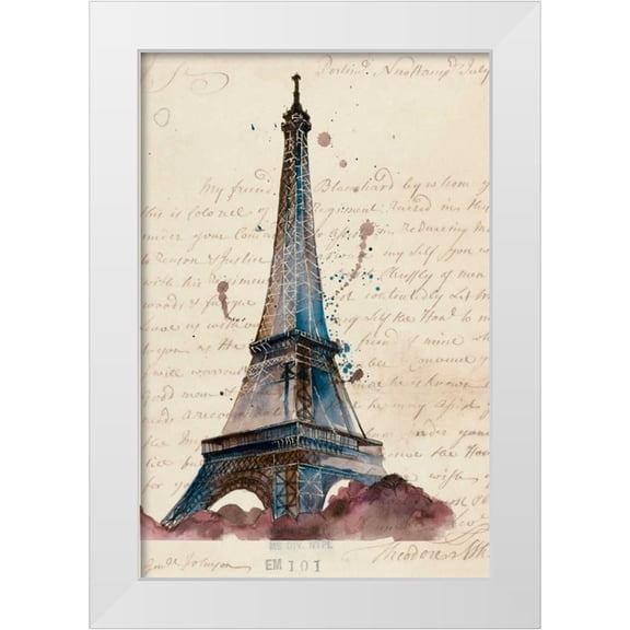 Wang, Melissa 11x14 White Modern Wood Framed Museum Art Print Titled - Letters from Eiffel
