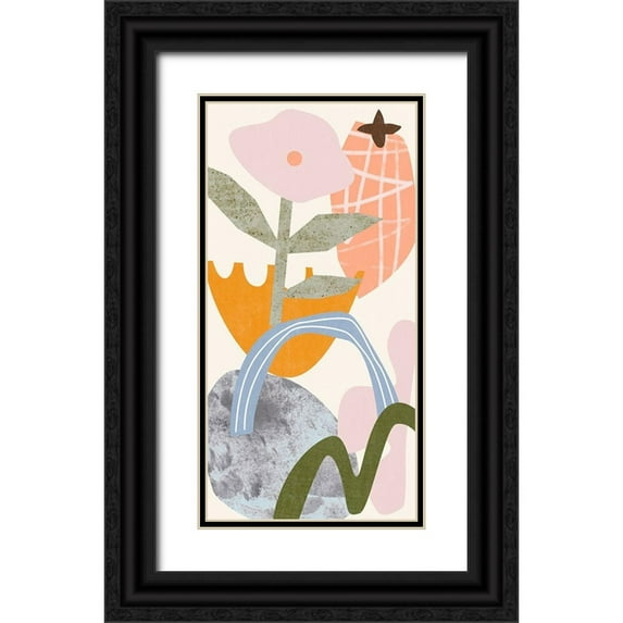 Wang, Melissa 11x18 Black Ornate Wood Framed with Double Matting Museum Art Print Titled - Lunar Flower VI