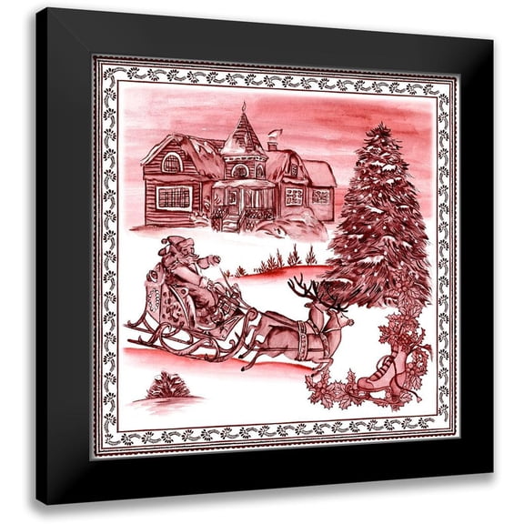 Wang, Melissa 12x12 Black Modern Framed Museum Art Print Titled - Christmas Wonderland Toile IV