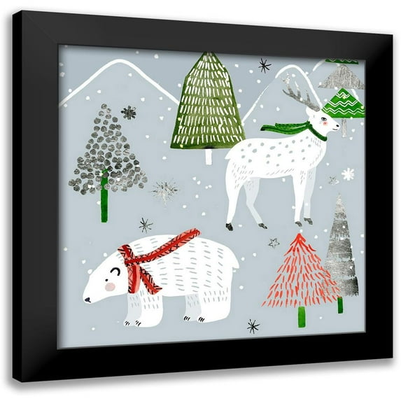 Wang, Melissa 12x12 Black Modern Framed Museum Art Print Titled - Stars and Snowflakes I