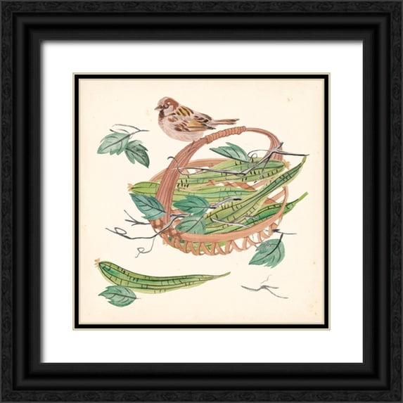 Wang, Melissa 12x12 Black Ornate Wood Framed with Double Matting Museum Art Print Titled - Basket with Fruit VI