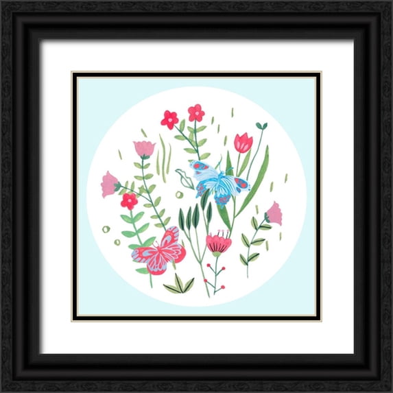 Wang, Melissa 12x12 Black Ornate Wood Framed with Double Matting Museum Art Print Titled - Butterfly Season III