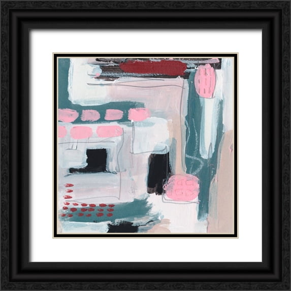 Wang, Melissa 12x12 Black Ornate Wood Framed with Double Matting Museum Art Print Titled - Pink Fantasia IV
