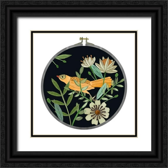 Wang, Melissa 12x12 Black Ornate Wood Framed with Double Matting Museum Art Print Titled - Singing Birds II