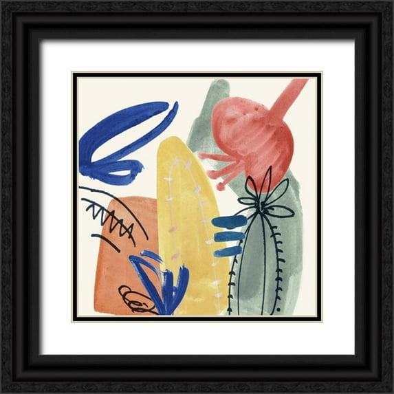 Wang, Melissa 12x12 Black Ornate Wood Framed with Double Matting Museum Art Print Titled - Sunburst Abstract I