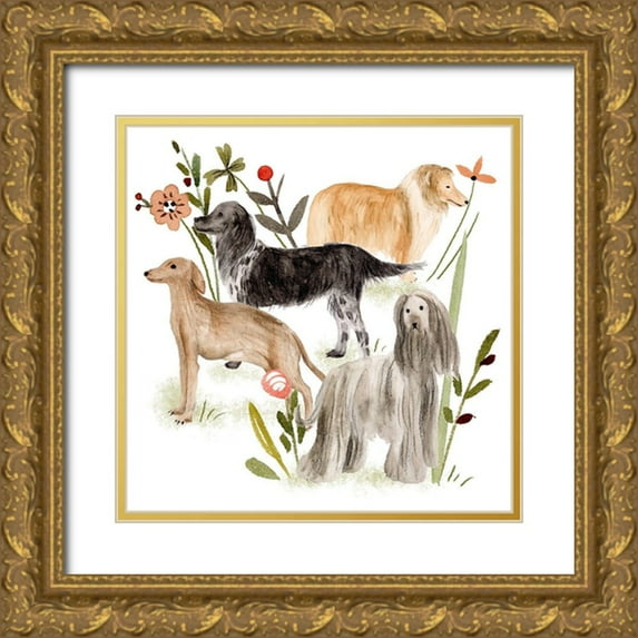 Wang, Melissa 12x12 Gold Ornate Wood Framed with Double Matting Museum Art Print Titled - A Little Walk II