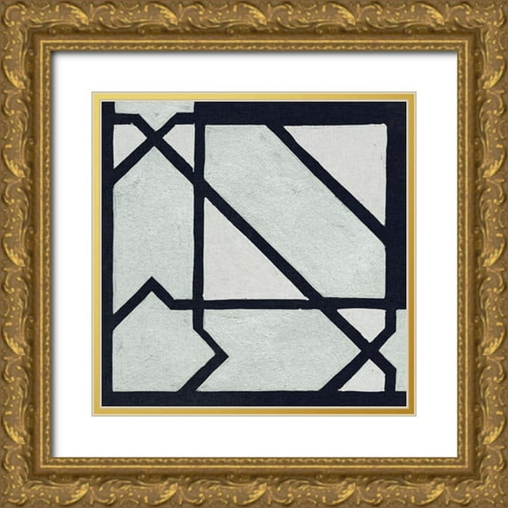 Wang, Melissa 12x12 Gold Ornate Wood Framed with Double Matting Museum Art Print Titled - Broken Square IV