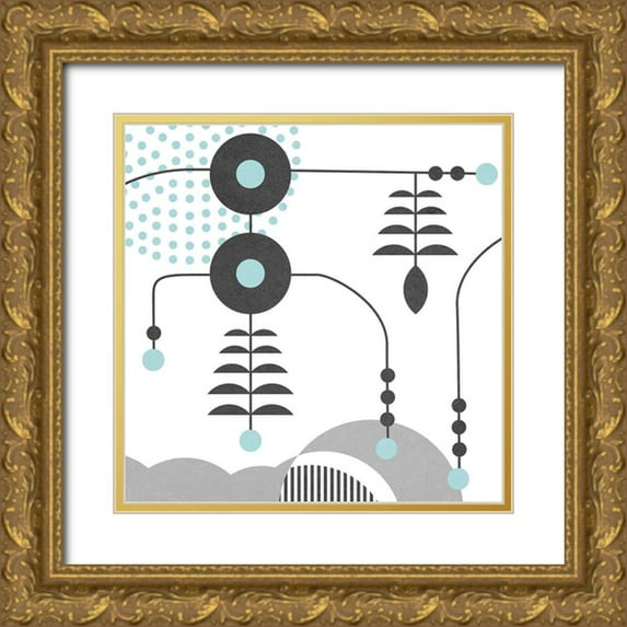 Wang, Melissa 12x12 Gold Ornate Wood Framed with Double Matting Museum Art Print Titled - Disco VI