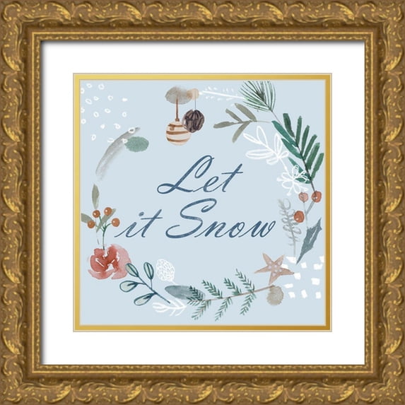 Wang, Melissa 12x12 Gold Ornate Wood Framed with Double Matting Museum Art Print Titled - Snowy Christmas IV