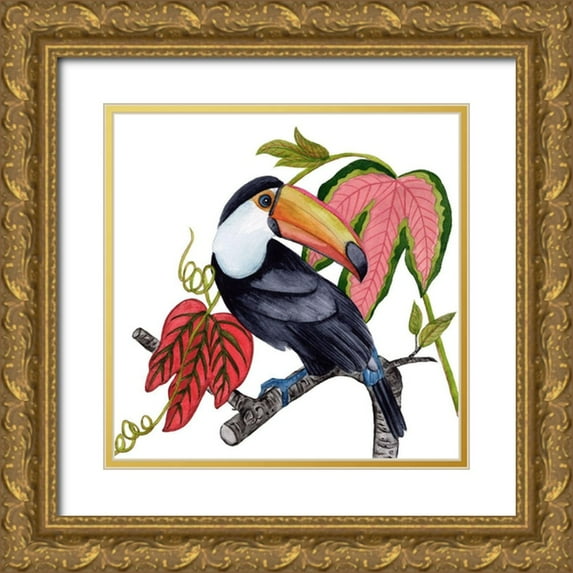 Wang, Melissa 12x12 Gold Ornate Wood Framed with Double Matting Museum Art Print Titled - Toco Toucan I