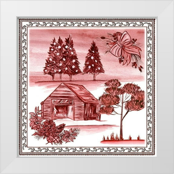 Wang, Melissa 12x12 White Modern Wood Framed Museum Art Print Titled - Christmas Wonderland Toile III