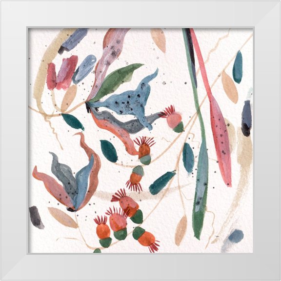 Wang, Melissa 12x12 White Modern Wood Framed Museum Art Print Titled - Contemporary Floral Composition II