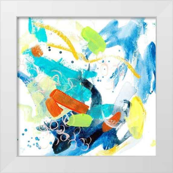 Wang, Melissa 12x12 White Modern Wood Framed Museum Art Print Titled - Wave and Bubbles III
