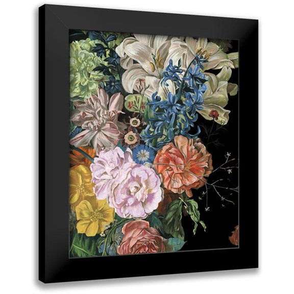 Wang, Melissa 12x14 Black Modern Framed Museum Art Print Titled - Baroque Floral II