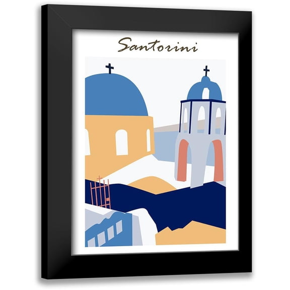Wang, Melissa 12x14 Black Modern Framed Museum Art Print Titled - Santorini Greece I