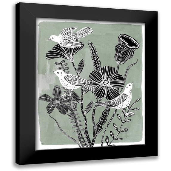 Wang, Melissa 12x14 Black Modern Framed Museum Art Print Titled - Swallow Dance II
