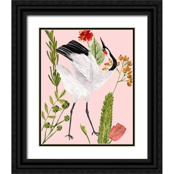 Wang, Melissa 12x14 Black Ornate Wood Framed with Double Matting Museum Art Print Titled - Birds in Motion VI