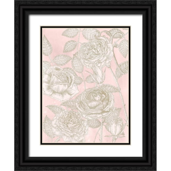 Wang, Melissa 12x14 Black Ornate Wood Framed with Double Matting Museum Art Print Titled - Blooming Roses II
