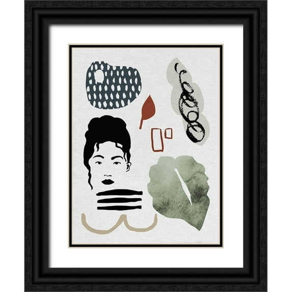 Wang, Melissa 12x14 Black Ornate Wood Framed with Double Matting Museum Art Print Titled - Collected Mindfulness I