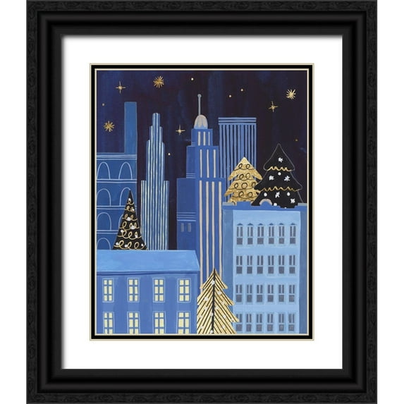 Wang, Melissa 12x14 Black Ornate Wood Framed with Double Matting Museum Art Print Titled - Holiday Night III