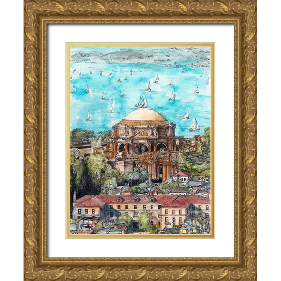 Wang, Melissa 12x14 Gold Ornate Wood Framed with Double Matting Museum Art Print Titled - US Cityscape-San Francisco