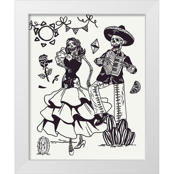 Wang, Melissa 12x14 White Modern Wood Framed Museum Art Print Titled - Day of the Dead Parade III