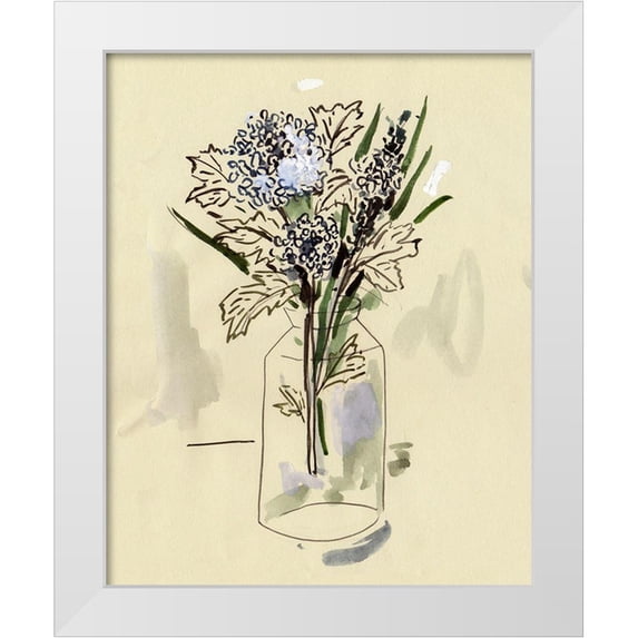 Wang, Melissa 12x14 White Modern Wood Framed Museum Art Print Titled - Hydrangea in the Bottle I
