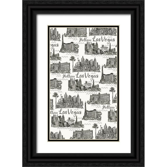 Wang, Melissa 12x18 Black Ornate Wood Framed with Double Matting Museum Art Print Titled - Viva Vegas Collection E