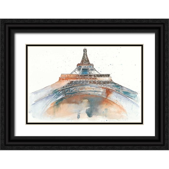 Wang, Melissa 14x11 Black Ornate Wood Framed with Double Matting Museum Art Print Titled - View of Eiffel I