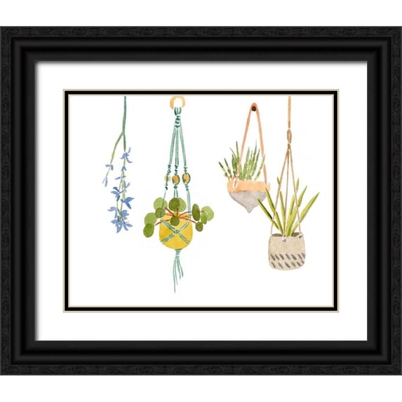 Wang, Melissa 14x12 Black Ornate Wood Framed with Double Matting Museum Art Print Titled - Hanging Greens IV