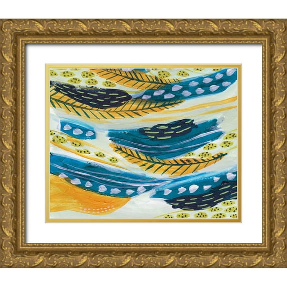 Wang, Melissa 14x12 Gold Ornate Wood Framed with Double Matting Museum Art Print Titled - Feathery I