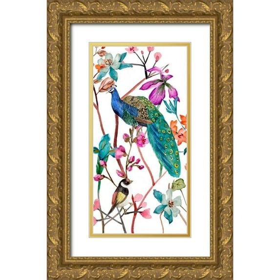 Wang, Melissa 14x24 Gold Ornate Wood Framed with Double Matting Museum Art Print Titled - Tangled Garden III
