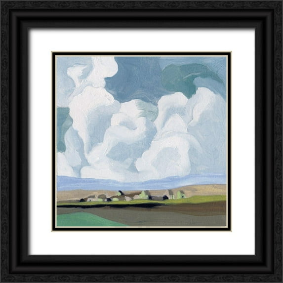 Wang, Melissa 15x15 Black Ornate Wood Framed with Double Matting Museum Art Print Titled - A Quiet Village IV