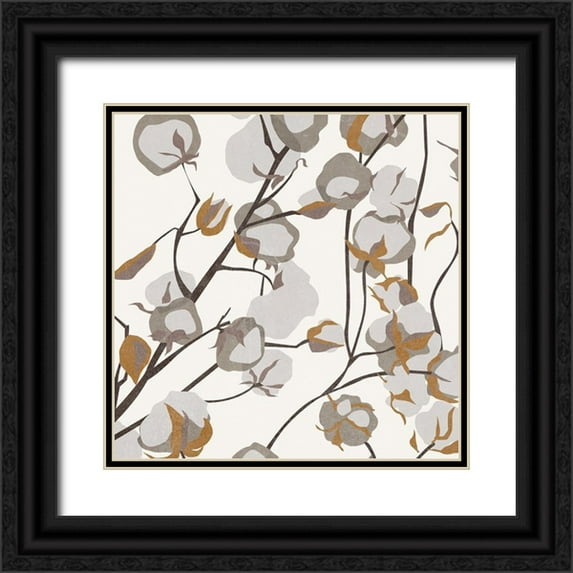 Wang, Melissa 15x15 Black Ornate Wood Framed with Double Matting Museum Art Print Titled - Cotton Balls I