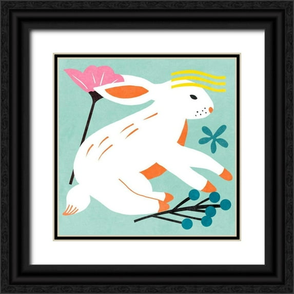 Wang, Melissa 15x15 Black Ornate Wood Framed with Double Matting Museum Art Print Titled - Easter Bunnies III