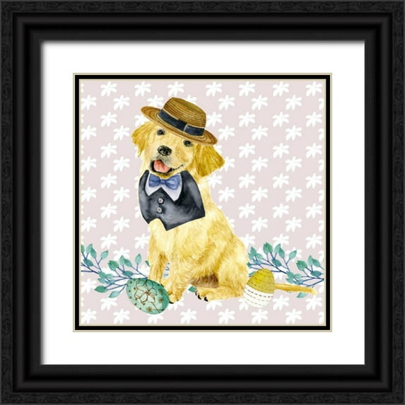Wang, Melissa 15x15 Black Ornate Wood Framed with Double Matting Museum Art Print Titled - Easter Pups III