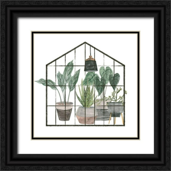 Wang, Melissa 15x15 Black Ornate Wood Framed with Double Matting Museum Art Print Titled - My Greenhouse III