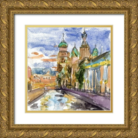 Wang, Melissa 15x15 Gold Ornate Wood Framed with Double Matting Museum Art Print Titled - River City II