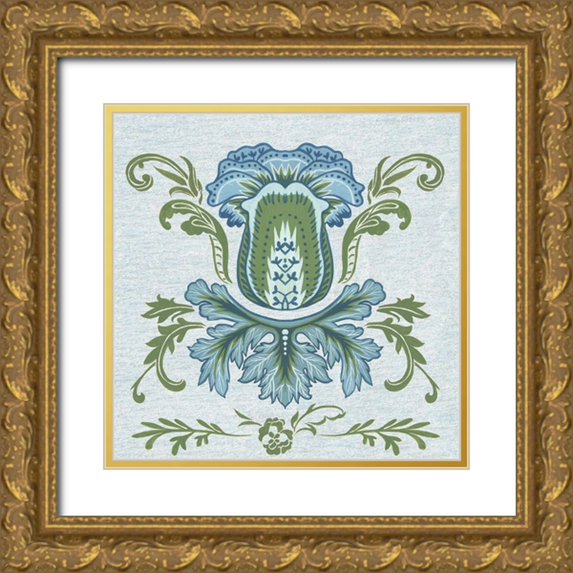 Wang, Melissa 15x15 Gold Ornate Wood Framed with Double Matting Museum Art Print Titled - Serene Chintz III