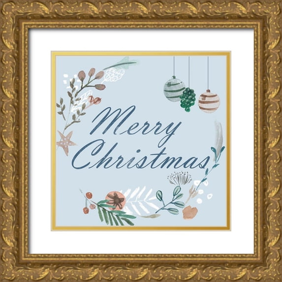 Wang, Melissa 15x15 Gold Ornate Wood Framed with Double Matting Museum Art Print Titled - Snowy Christmas I