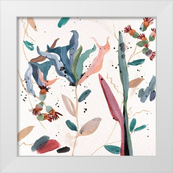 Wang, Melissa 15x15 White Modern Wood Framed Museum Art Print Titled - Contemporary Floral Composition IV