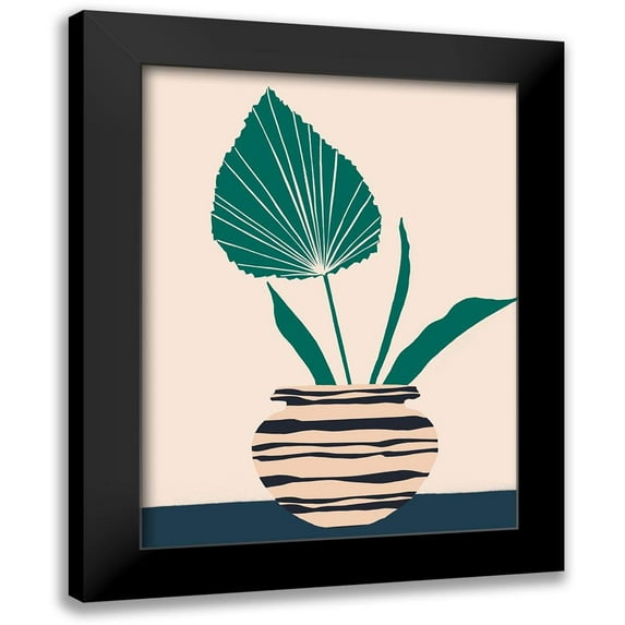 Wang, Melissa 15x18 Black Modern Framed Museum Art Print Titled - Dancing Vase With Palm I